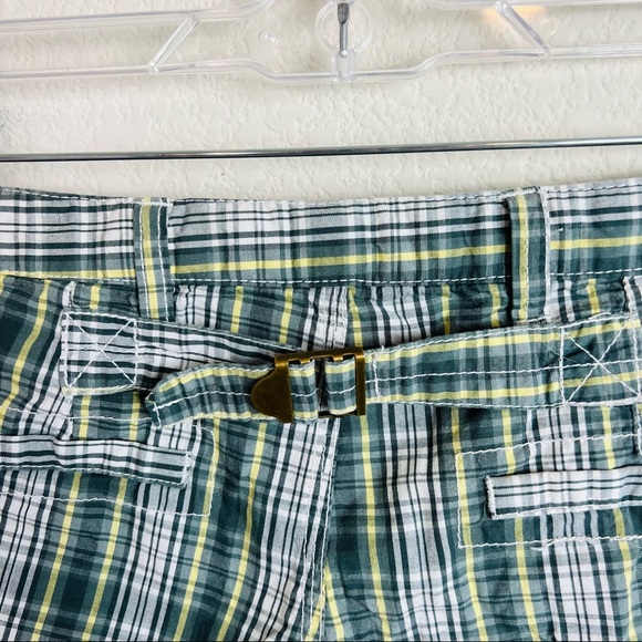 Y2K Rue 21 Green Plaid Tuxedo Adjustable Shorts - Picture 5 of 7